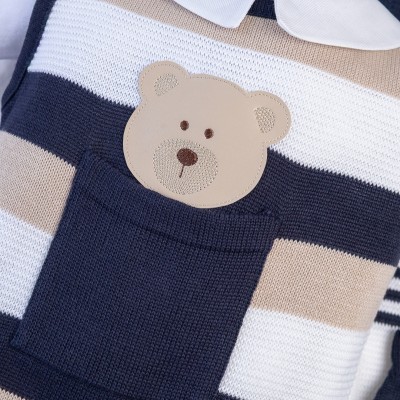  Saída de Maternidade Theodoro - Marinho com Bege Novo